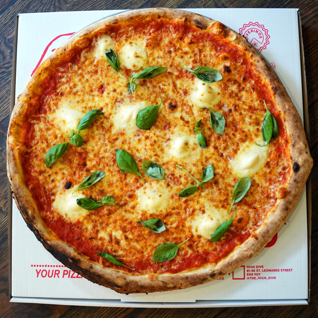 Vegetarian Margherita pizza with mozzarella and basil