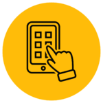 Mobile phone, with hand pressing buttons icon