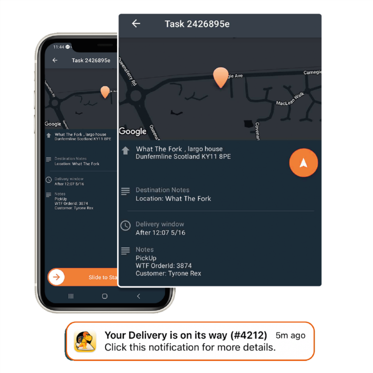 What The Fork screenshot of delivery order on driver's app